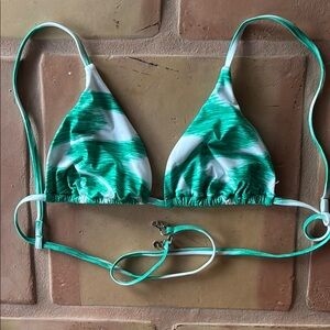 Seafolly Green and White Bikini Top